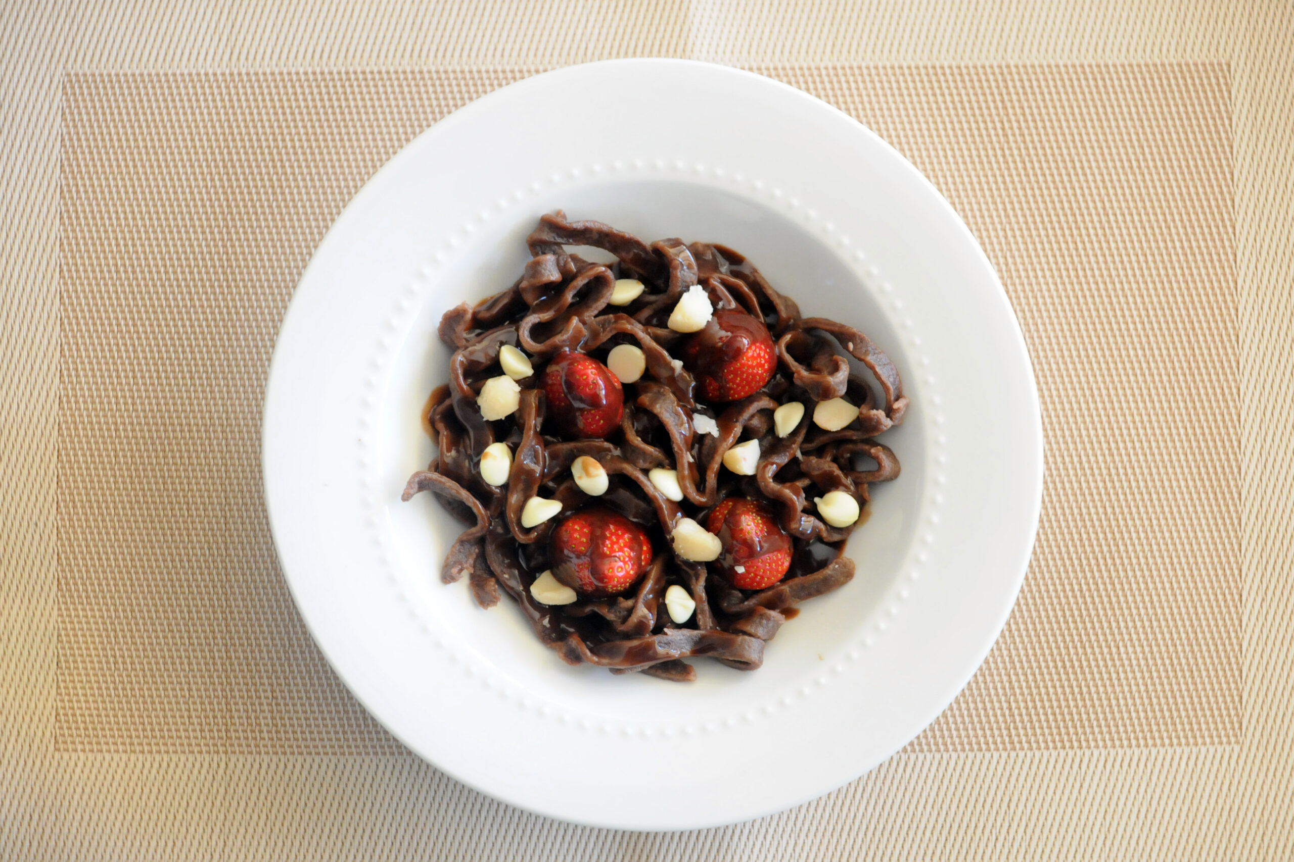 Chocolate Tagliatelle with Choc Hazelnut Sauce